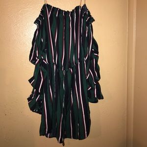 striped off the shoulder dress